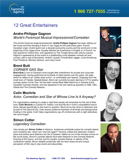 12 Great Entertainers