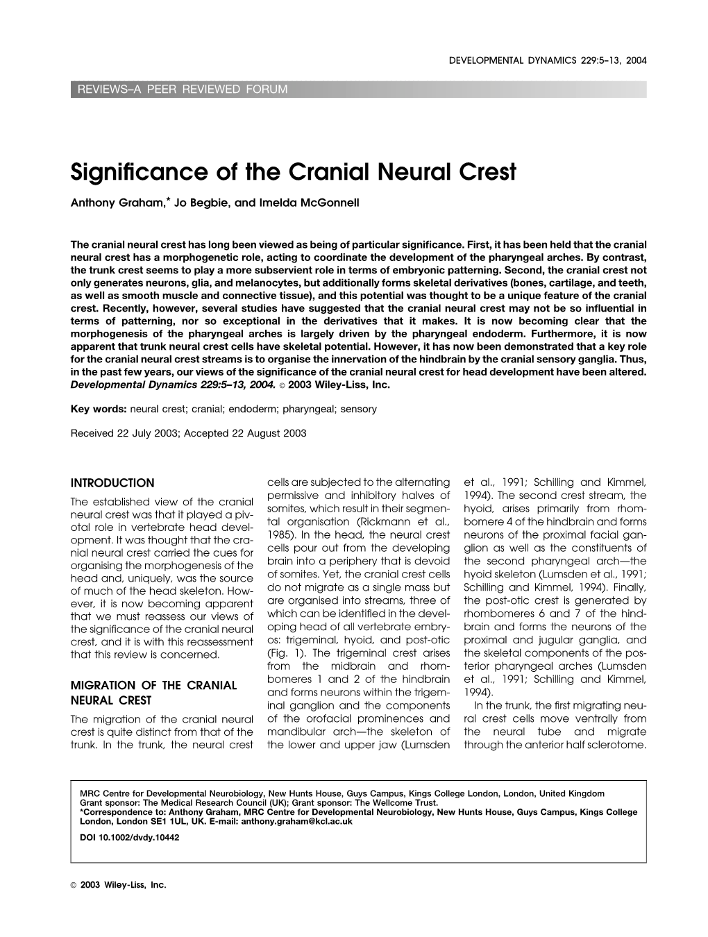 Significance Of The Cranial Neural Crest Docslib