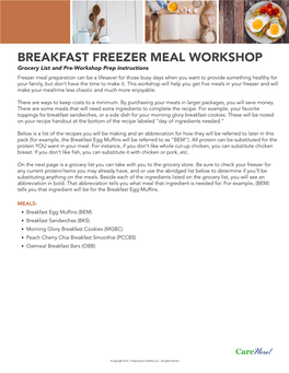 Breakfast Freezer Meal Workshop