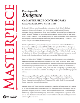 Endgame on MASTERPIECE CONTEMPORARY Sunday, October 25, 2009 at 9Pm ET on PBS