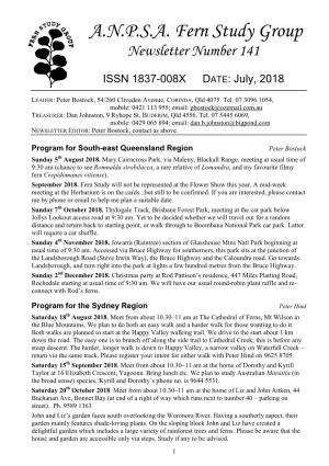 A.N.P.S.A. Fern Study Group Newsletter Number 141