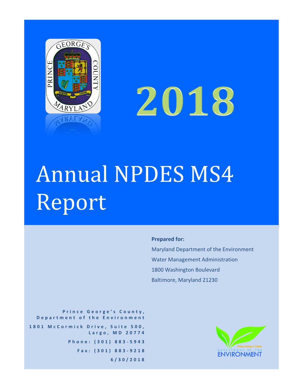 2018 NPDES MS4 Annual Report Submittal