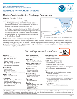Marine Sanitation Device Discharge Regulations Florida Keys Vessel