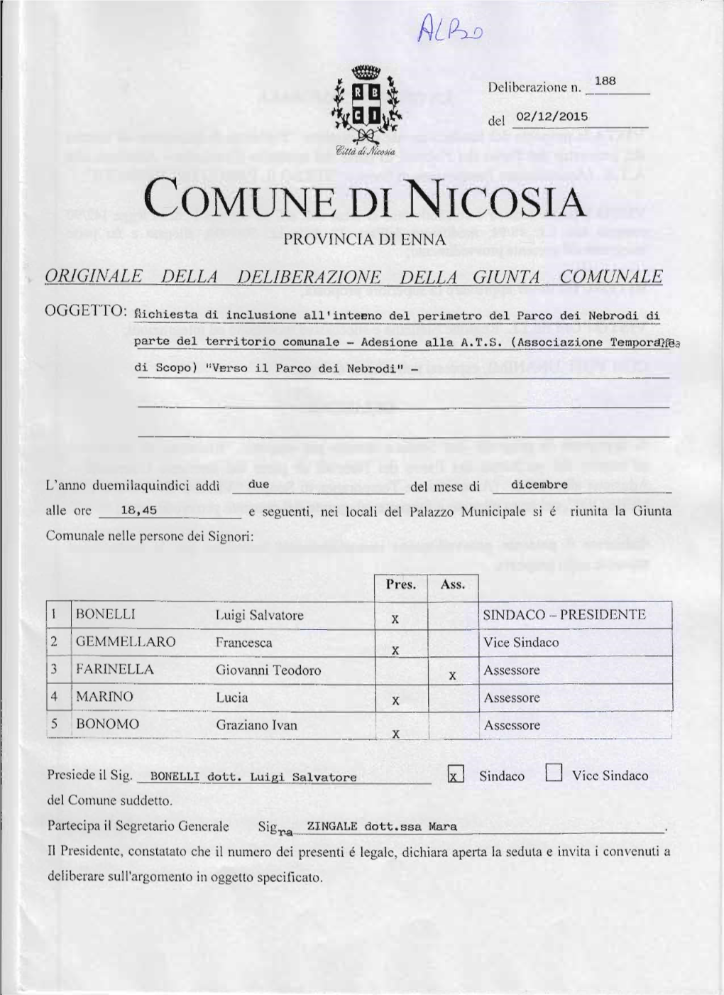 L'anno Ducmilaquindici Addì -"""U,,"