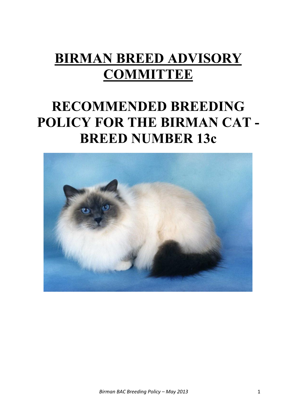 Birman Breed Advisory Committee
