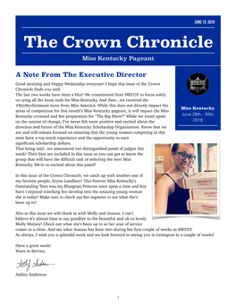 The Crown Chronicle Miss Kentucky Pageant