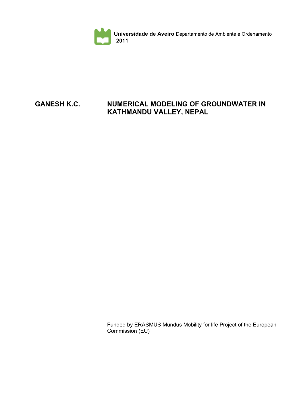 Ganesh Kc Numerical Modeling of Groundwater in Kathmandu Valley