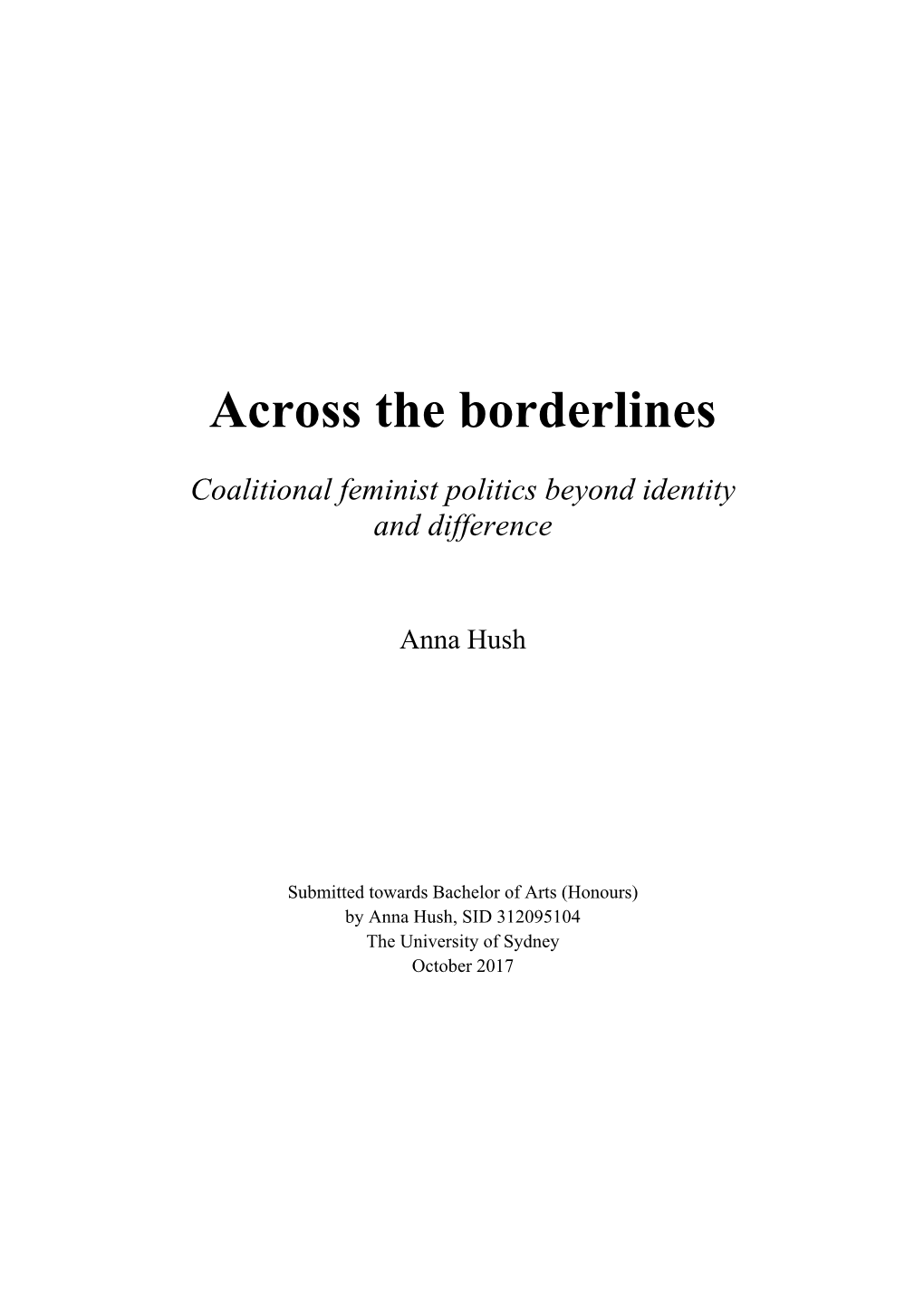 Across the Borderlines Coalitional Feminist Politics Beyond Identity and Difference
