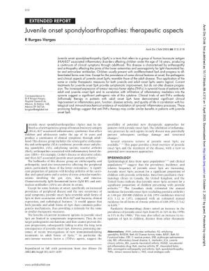 Juvenile Onset Spondyloarthropathies: Therapeutic Aspects R Burgos-Vargas
