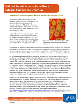 National Enteric Disease Surveillance: Botulism