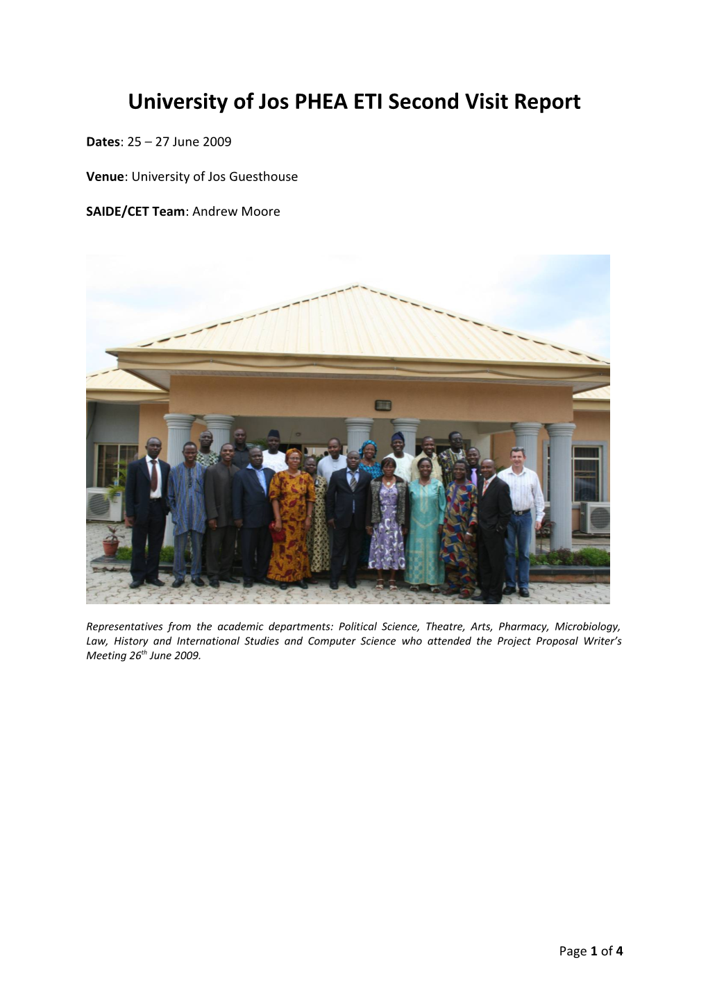 University of Jos PHEA ETI Second Visit Report