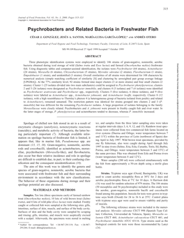 Psychrobacters and Related Bacteria in Freshwater Fish
