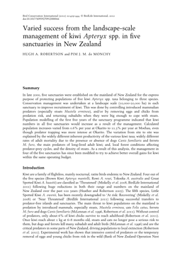 Varied Success from the Landscape-Scale Management of Kiwi Apteryx Spp