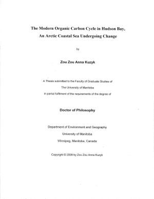 The Modern Organic Carbon Cycle in Hudson Bay, an Arctic Coastal Sea Undergoing Change
