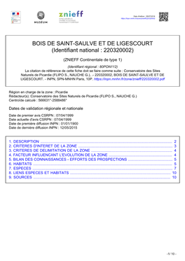 BOIS DE SAINT-SAULVE ET DE LIGESCOURT (Identifiant National : 220320002)