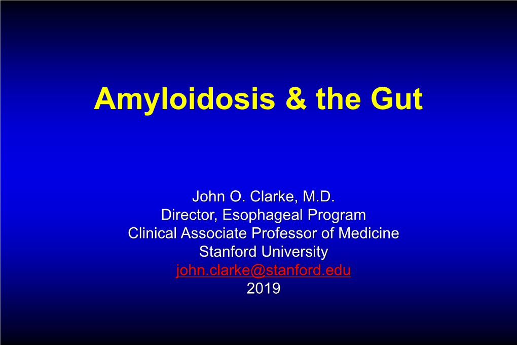 Amyloidosis & The