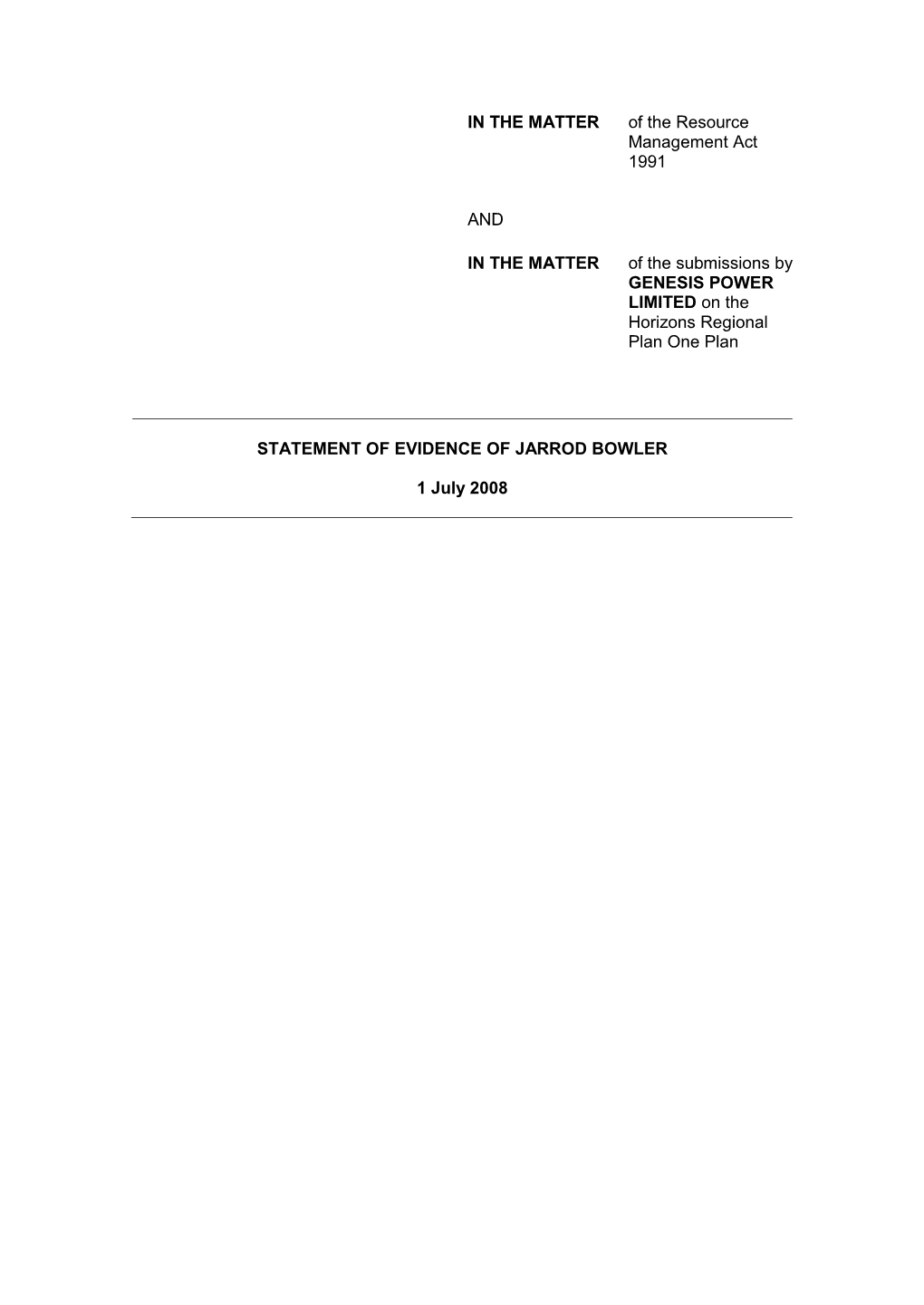 The Purpose of This Statement of Evidence Is to Update the Tribunal on the Implementation of Resource Consents and Third Party A