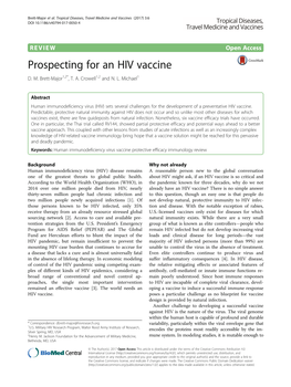 Prospecting for an HIV Vaccine D