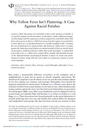 Why Yellow Fever Isn't Flattering: a Case Against Racial Fetishes