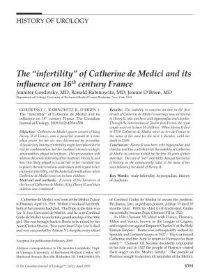 The “Infertility” of Catherine De Medici and Its Influence on 16Th Century France