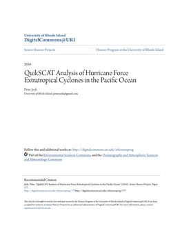 Quikscat Analysis of Hurricane Force Extratropical Cyclones in the Pacific Ocean