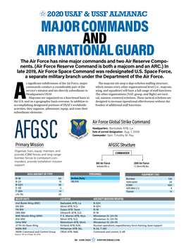 MAJOR COMMANDS and AIR NATIONAL GUARD the Air Force Has Nine Major Commands and Two Air Reserve Compo- Nents