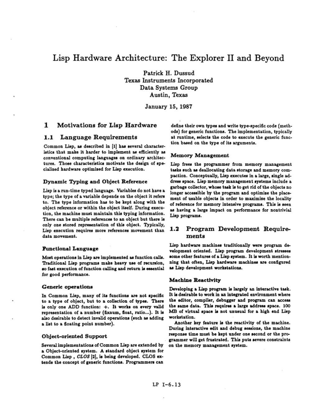 Lisp Hardware Architecture: the Explorer II and Beyond