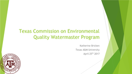 Texas Commission on Environmental Quality Watermaster Program