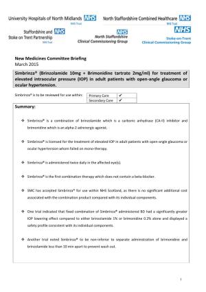 New Medicines Committee Briefing March 2015 Simbrinza