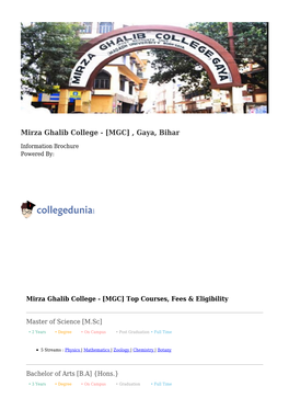 Mirza Ghalib College - [MGC] , Gaya, Bihar