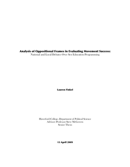 Analysis of Oppositional Frames in Evaluating Movement Success: National and Local Debates Over Sex Education Programming