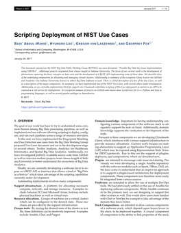 Scripting Deployment of NIST Use Cases