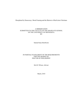 Moral Framing and the Rhetoric of Red Letter Christians A