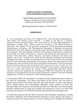 Communiqué of the Inter-Orthodox Consultation (Pdf)