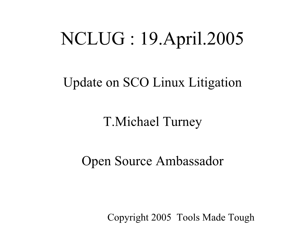 Update on SCO Linux Litigation