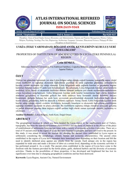 Atlas International Refereed Journal on Social Sciences Issn:2619-936X