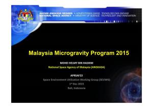 Malaysia Microgravity Program 2015