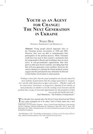 Youth As an Agent for Change: the Next Generation in Ukraine
