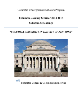 Columbia Journey Seminar 2014-2015