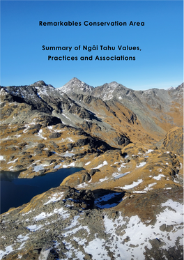 Remarkables Conservation Area Summary of Ngāi Tahu Values