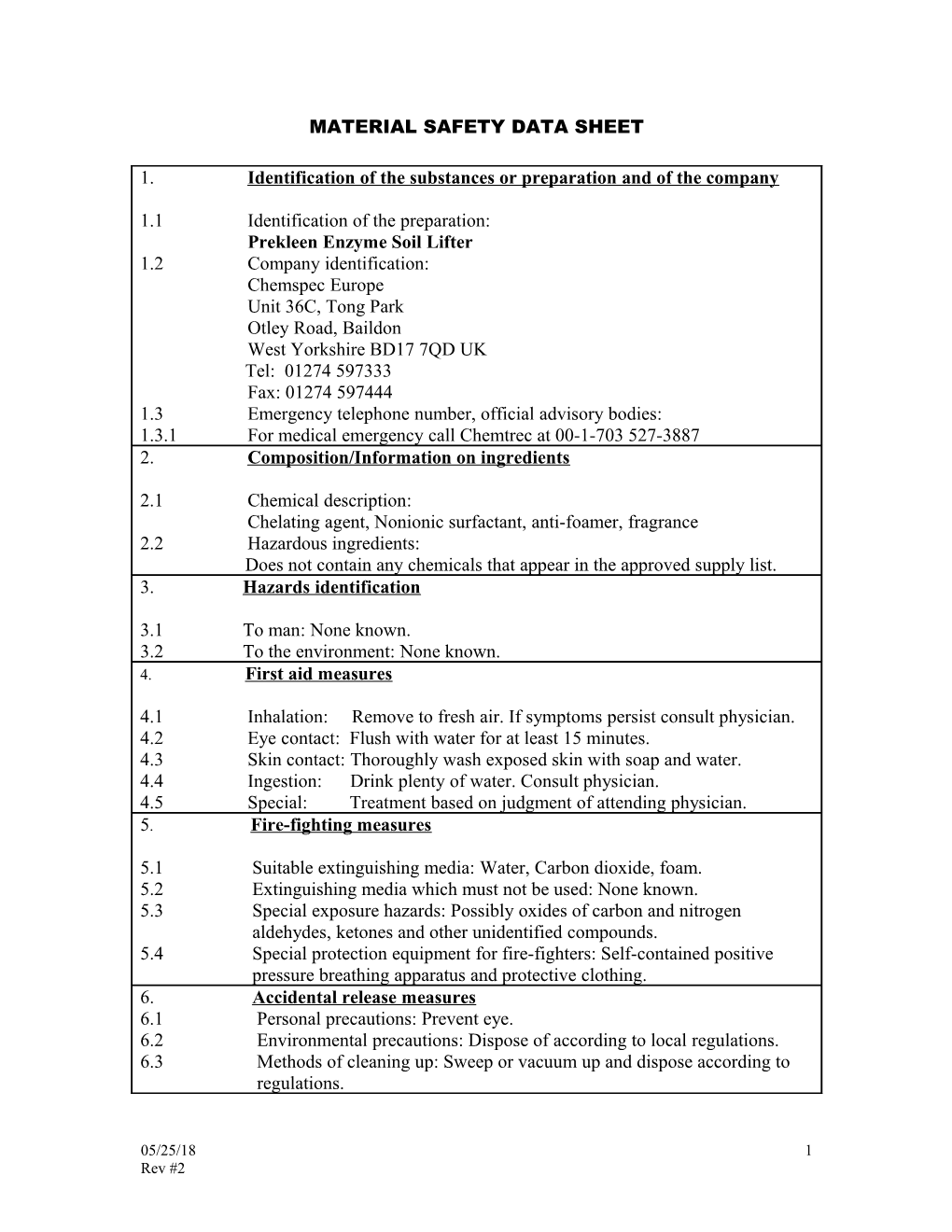 Material Safety Data Sheet s107