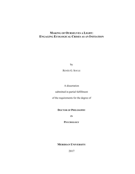 By a Dissertation Submitted in Partial Fulfillment of the Requirements For