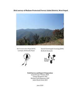 Bird Survey of Madane Protected Forest, Gulmi District, West Nepal