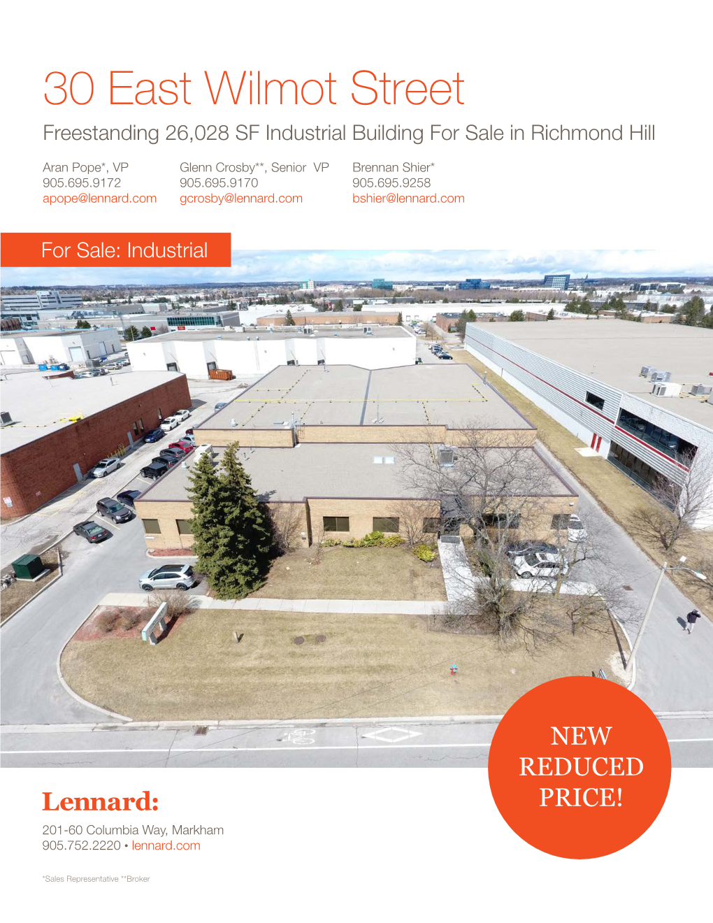 30 East Wilmot Street Freestanding 26,028 SF Industrial Building for Sale in Richmond Hill