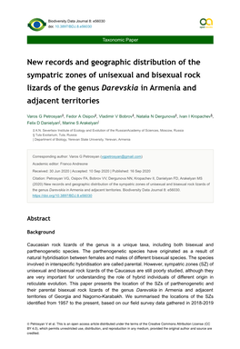 New Records and Geographic Distribution of the Sympatric Zones of Unisexual and Bisexual Rock Lizards of the Genus Darevskia in Armenia and Adjacent Territories