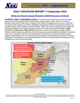 DAILY SITUATION REPORT 11 September 2010