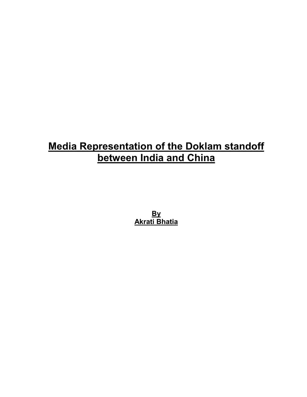 Media Representation of the Doklam Standoff Between India and China