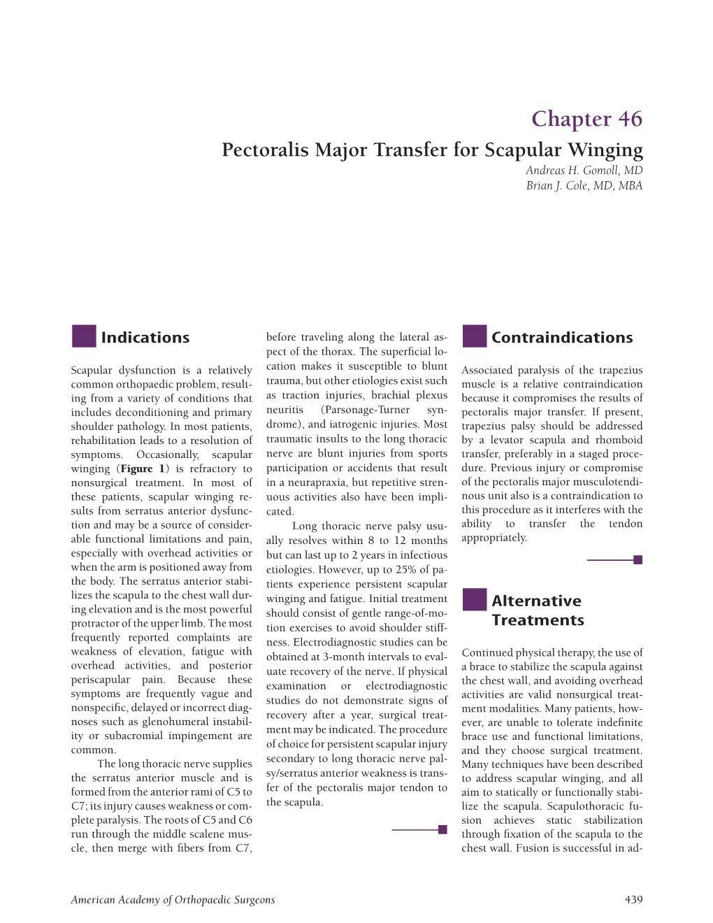 Pectoralis Major Transfer for Scapular Winging Andreas H