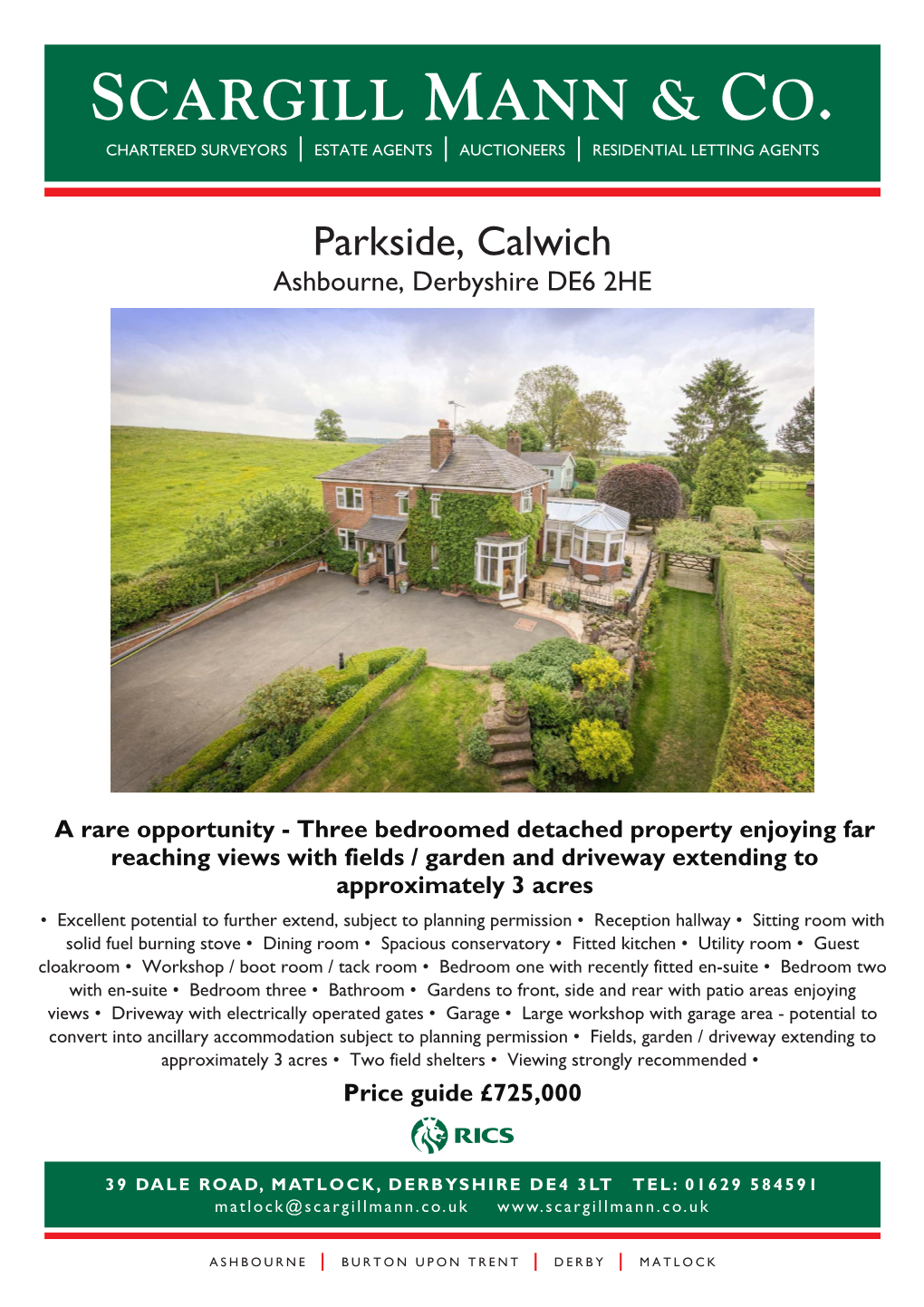 Parkside, Calwich Ashbourne, Derbyshire DE6 2HE