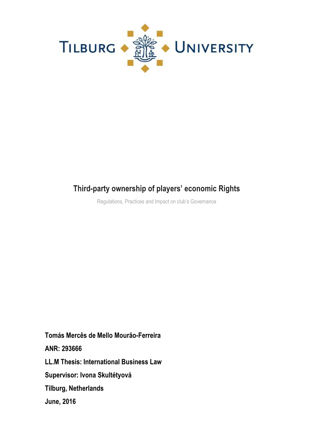 Third-Party Ownership of Players' Economic Rights